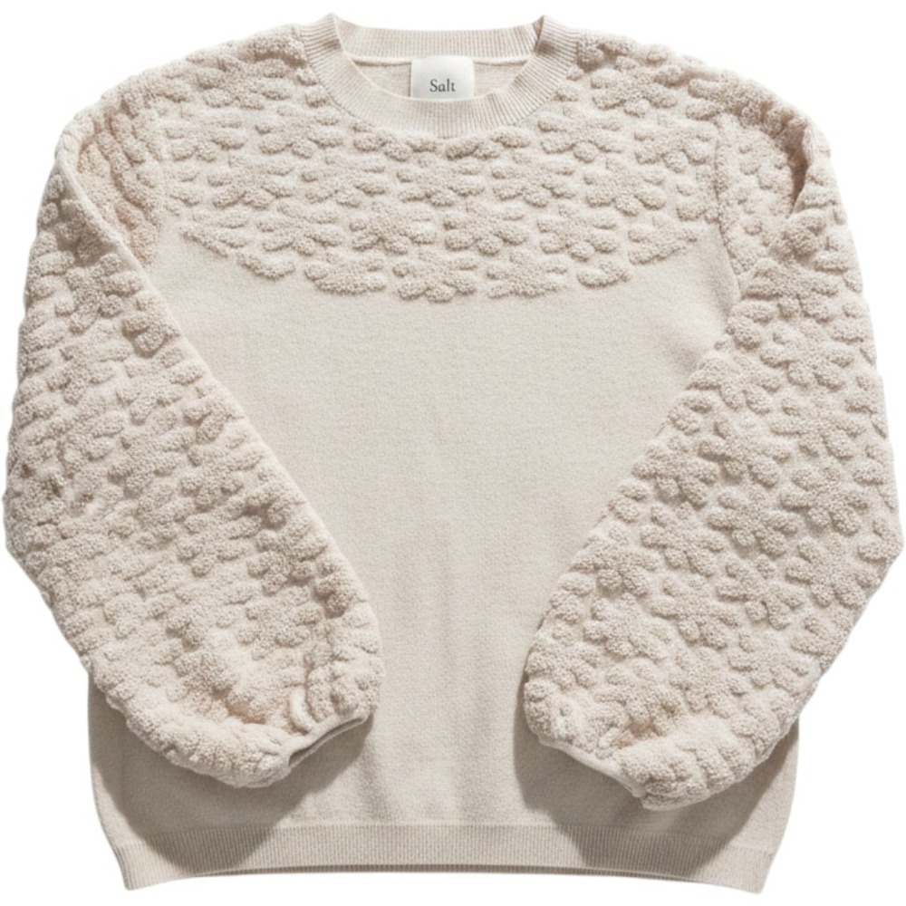 Salt by Roolee Oatmeal Beige Popcorn Knit Balloon Sleeve Sweater KS-52281 Medium